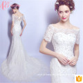 Moderno Puffy Tulle Sexy Mermaid Cap Sleeve Soft Net Wedding Dress